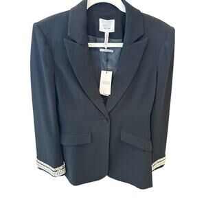 CINQ A SEPT Cheyenne Holiday Tailored Rhinestone Cuff Blazer Jacket - 6